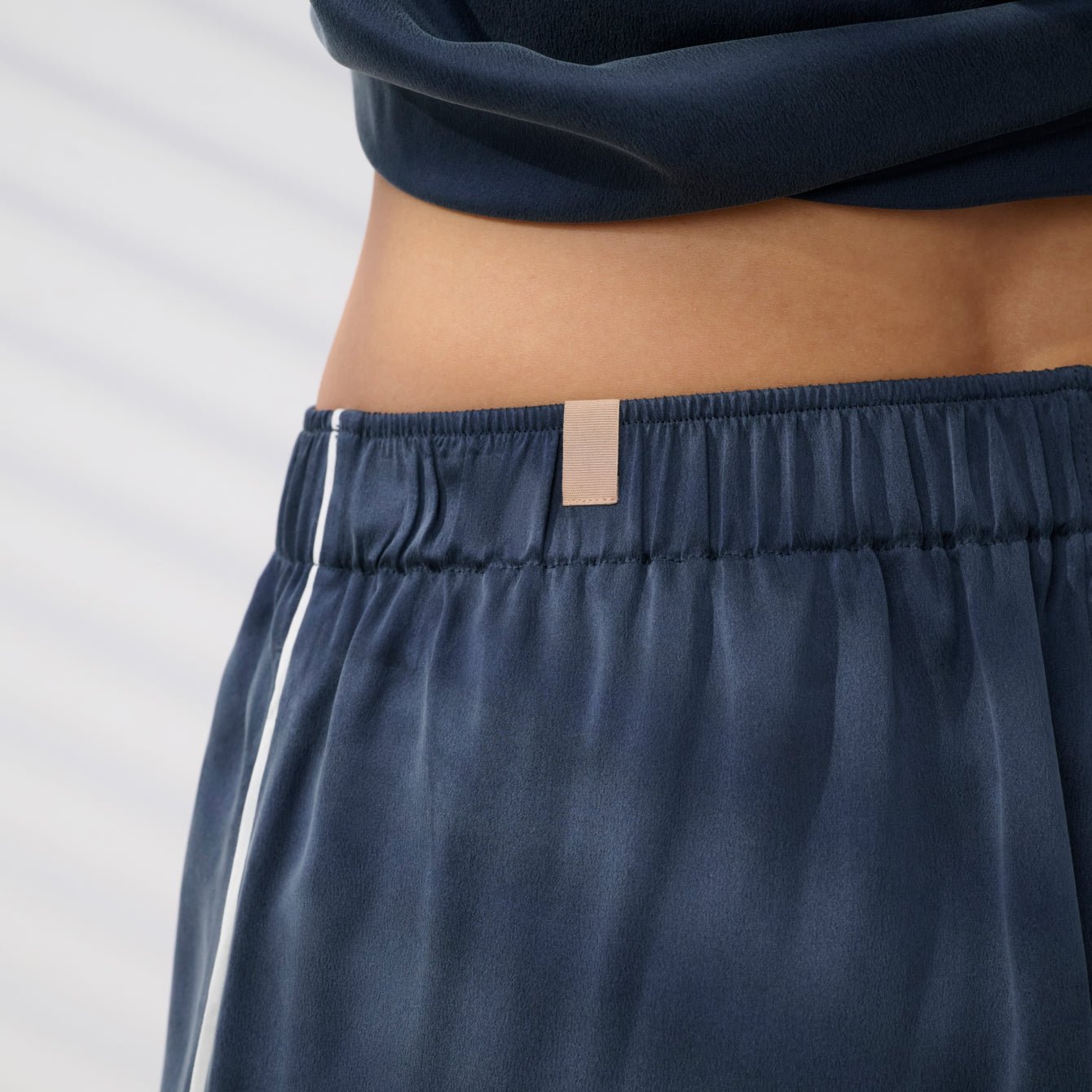 Washable Silk Piped Button Up Long Sleeve Short Set - Paranoid Ranch