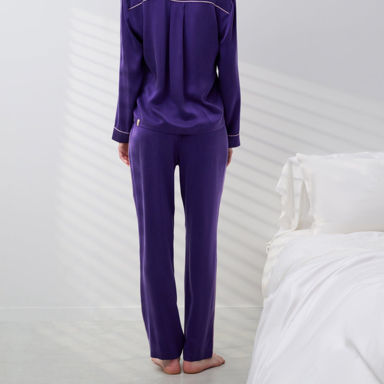 Washable Silk Piped Long Sleeve Pant Set - Paranoid Ranch