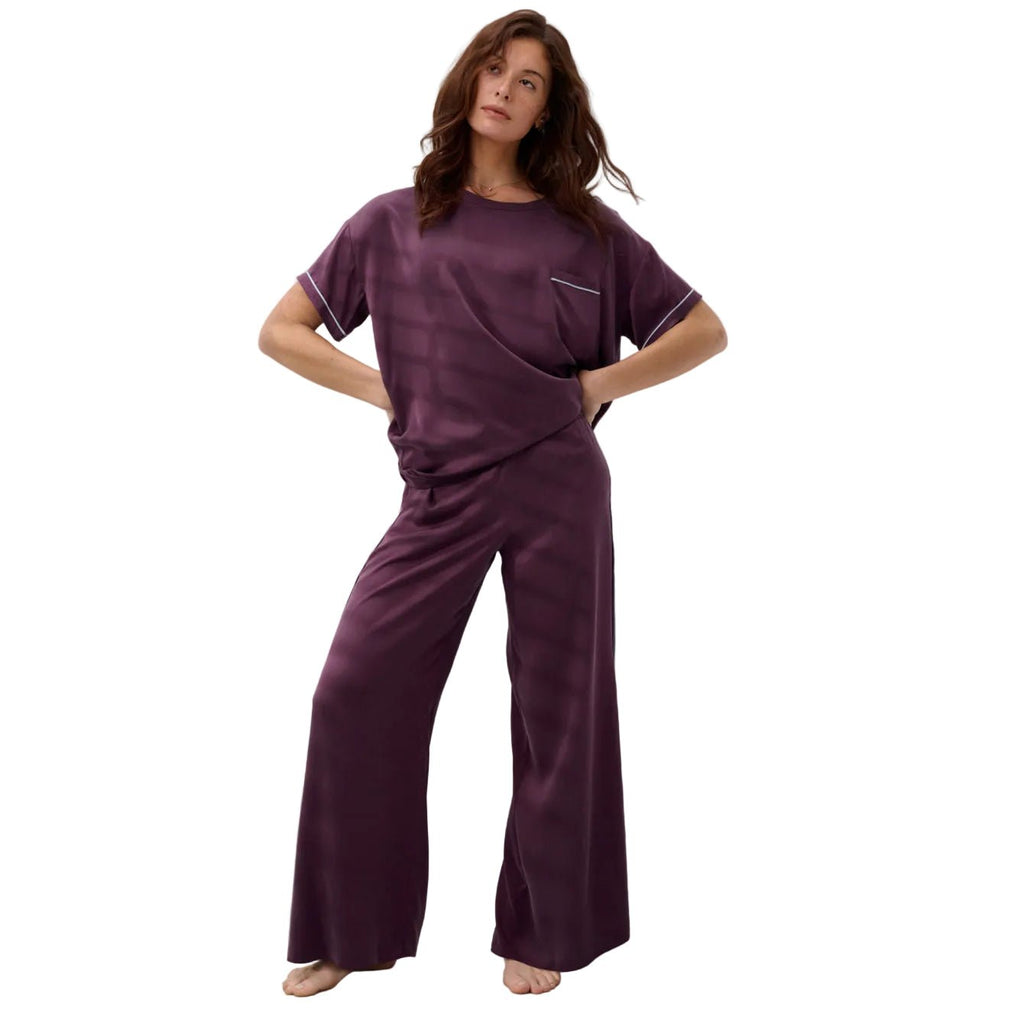 Washable Silk Piped Tee Pant Set - Paranoid Ranch