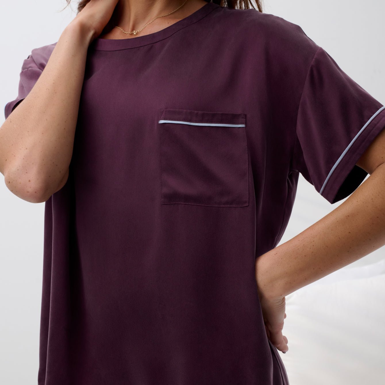 Washable Silk Piped Tee Pant Set - Paranoid Ranch