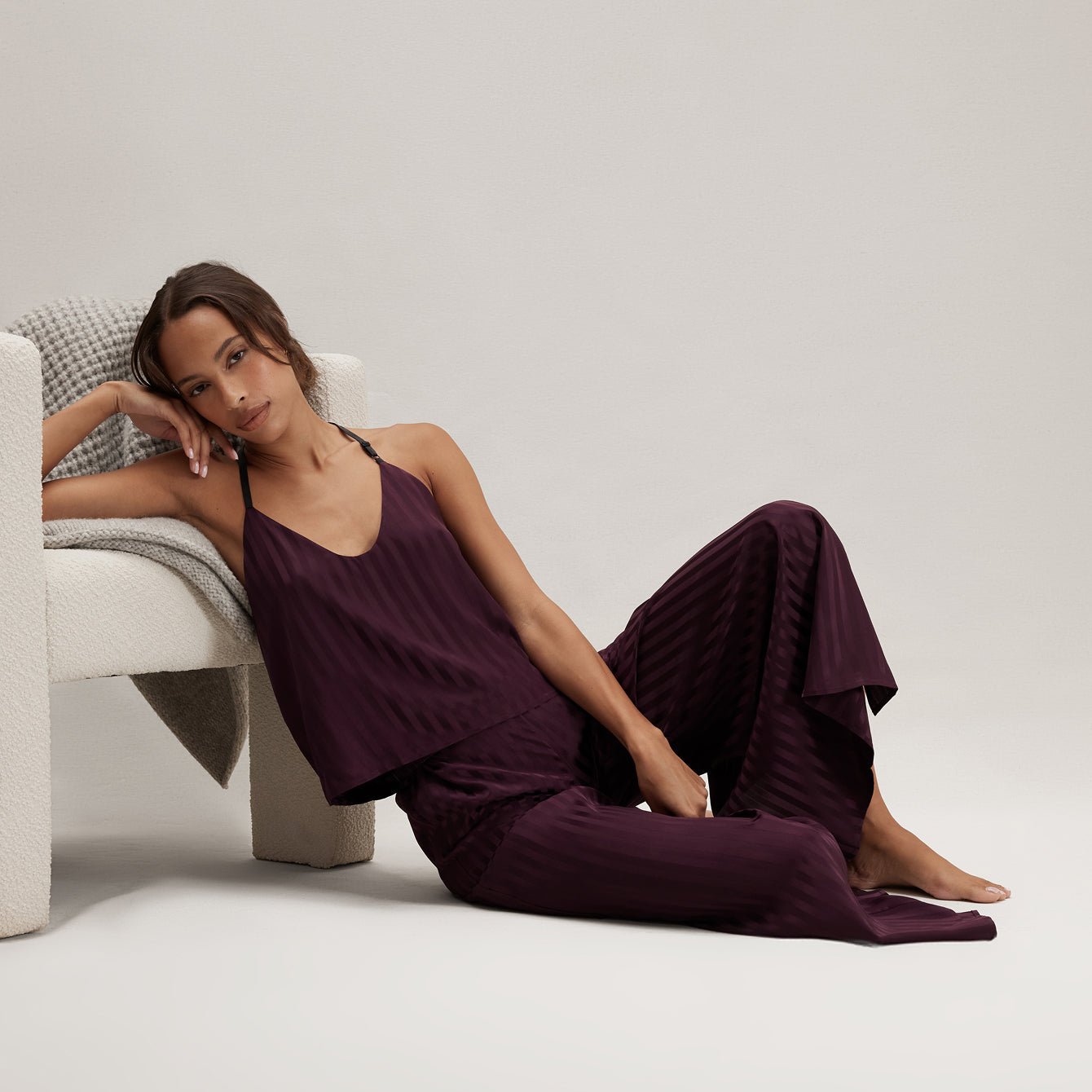 Washable Silk Striped Jacquard Cami Pant Set - Paranoid Ranch