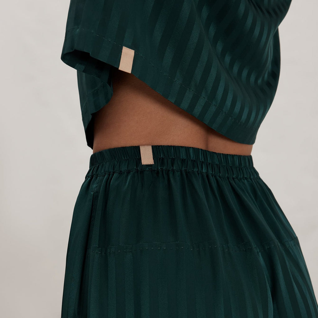 Washable Silk Striped Jacquard High Rise Pant Set - Paranoid Ranch