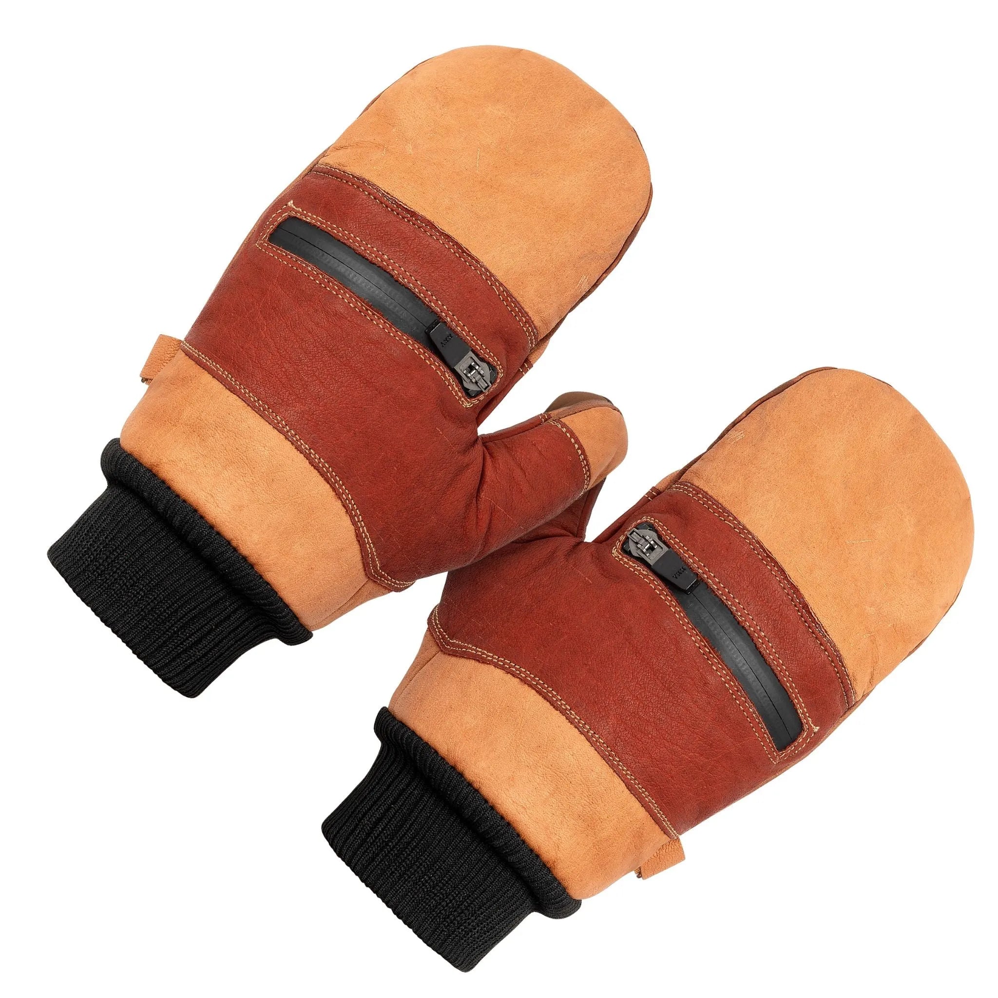 Water Buffalo Leather Mitten - Zipper Vent Top - Paranoid Ranch