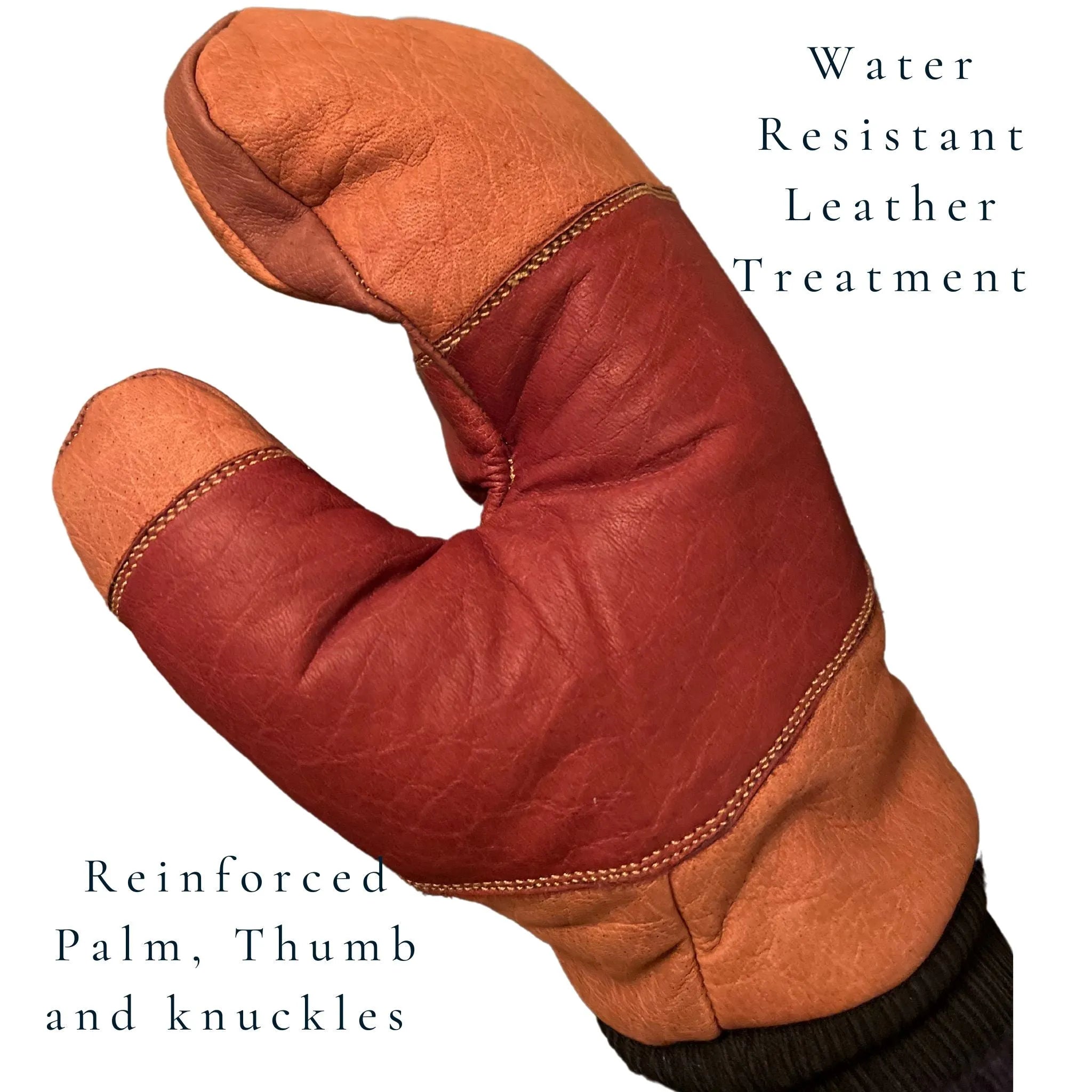 Water Buffalo Leather Mitten - Zipper Vent Top - Paranoid Ranch