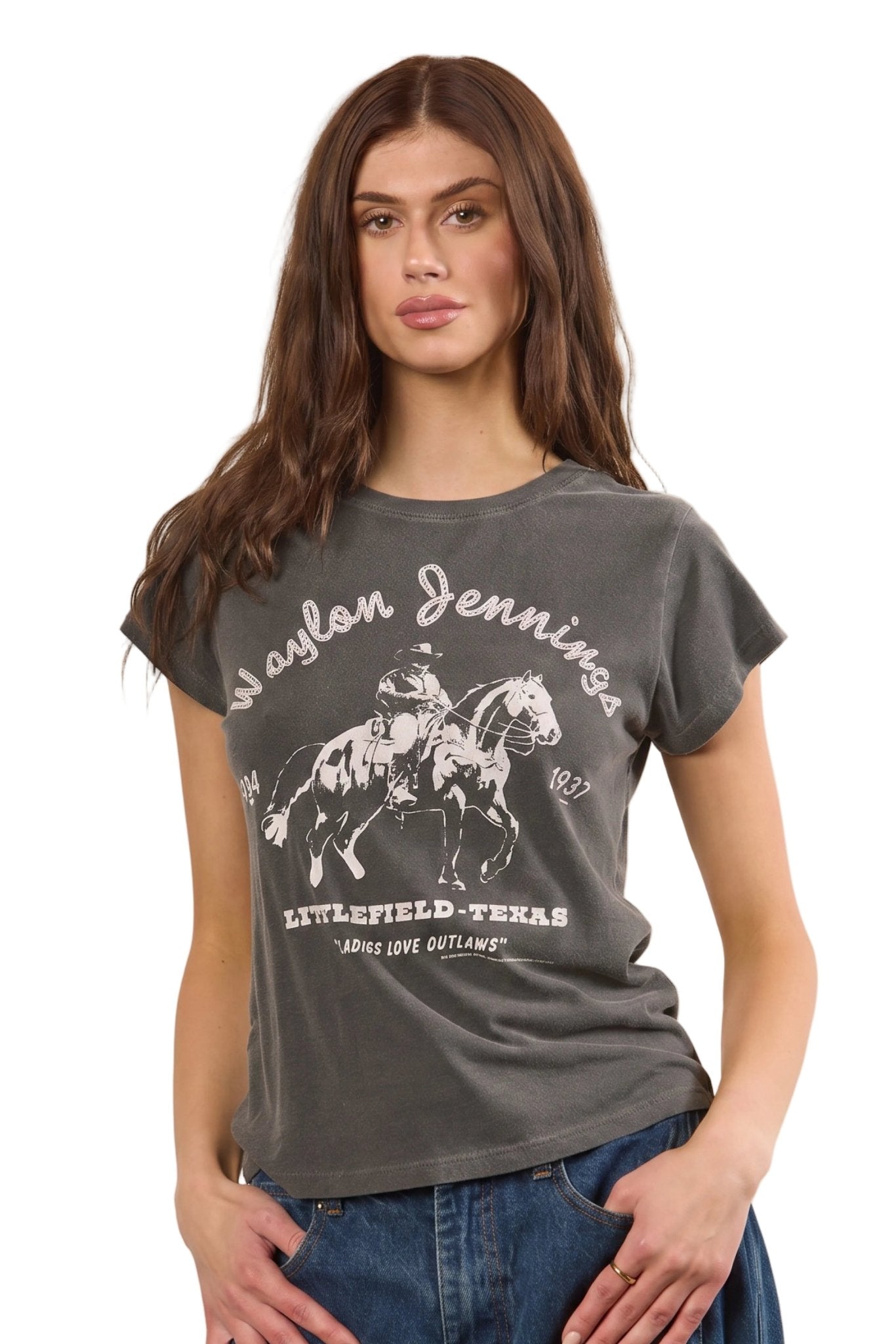 Waylon Jennings Fitted Baby Tee - Paranoid Ranch