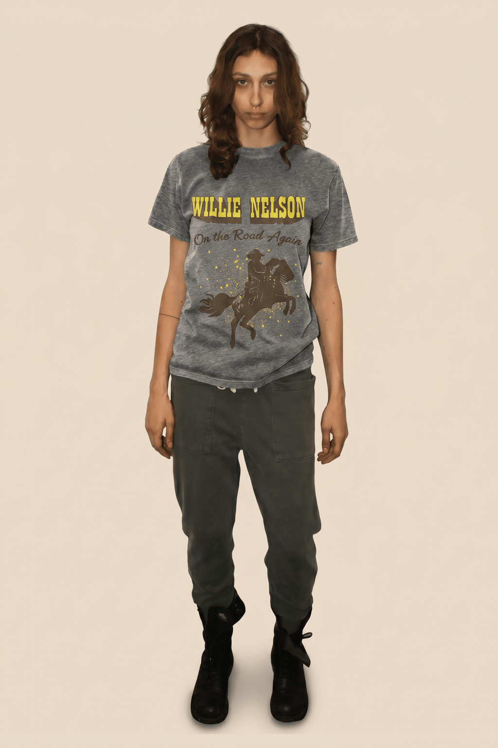Willie Nelson On The Road Heather Tee - Paranoid Ranch