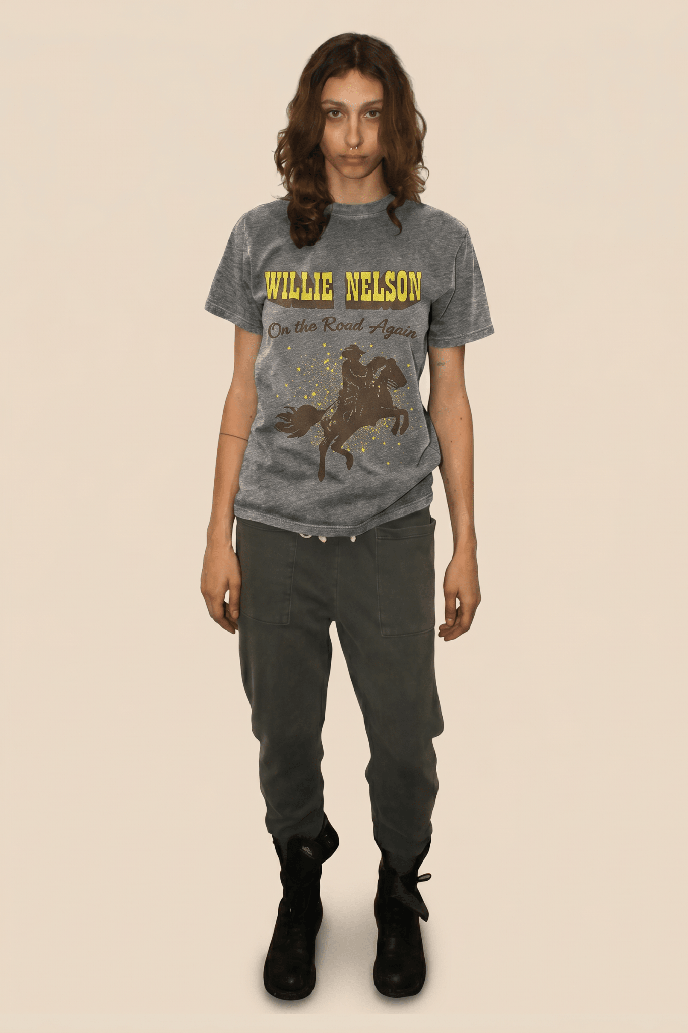 Willie Nelson On The Road Heather Tee - Paranoid Ranch
