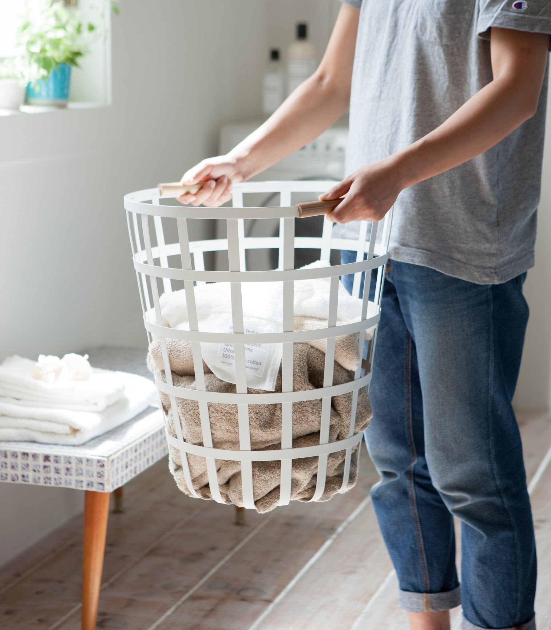 Wire Basket (18" H) - Steel + Wood - Paranoid Ranch