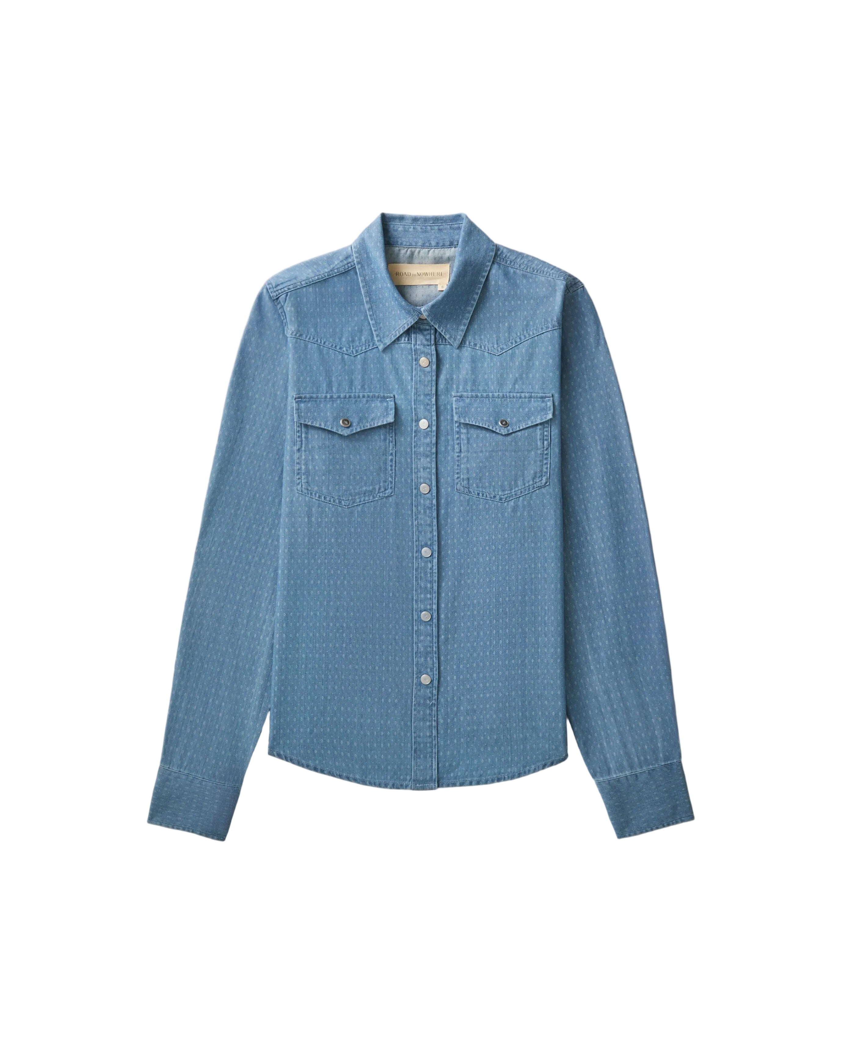 Blue denim shirt on a beige background