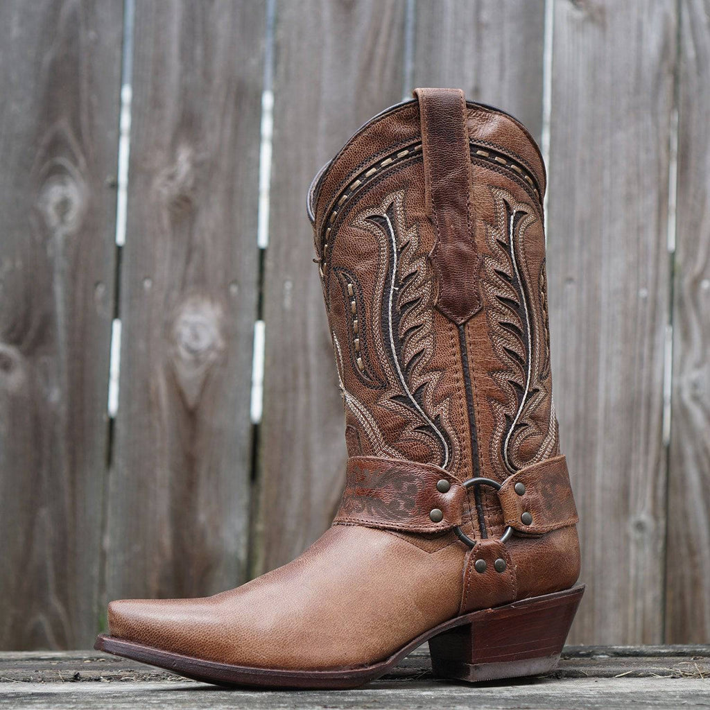 Women's Harness Boots | Brown Leather Harness Boots (M50039) - Paranoid Ranch