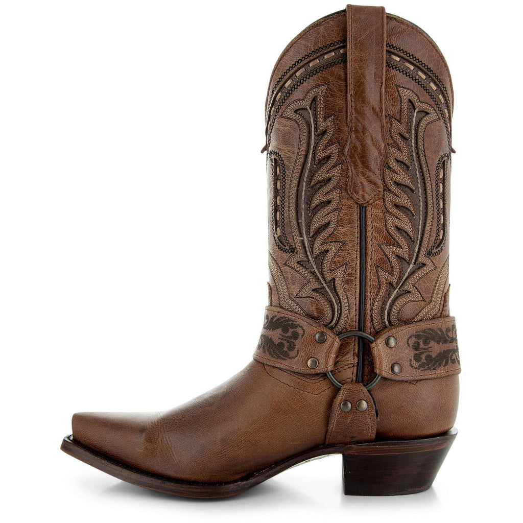 Women's Harness Boots | Brown Leather Harness Boots (M50039) - Paranoid Ranch