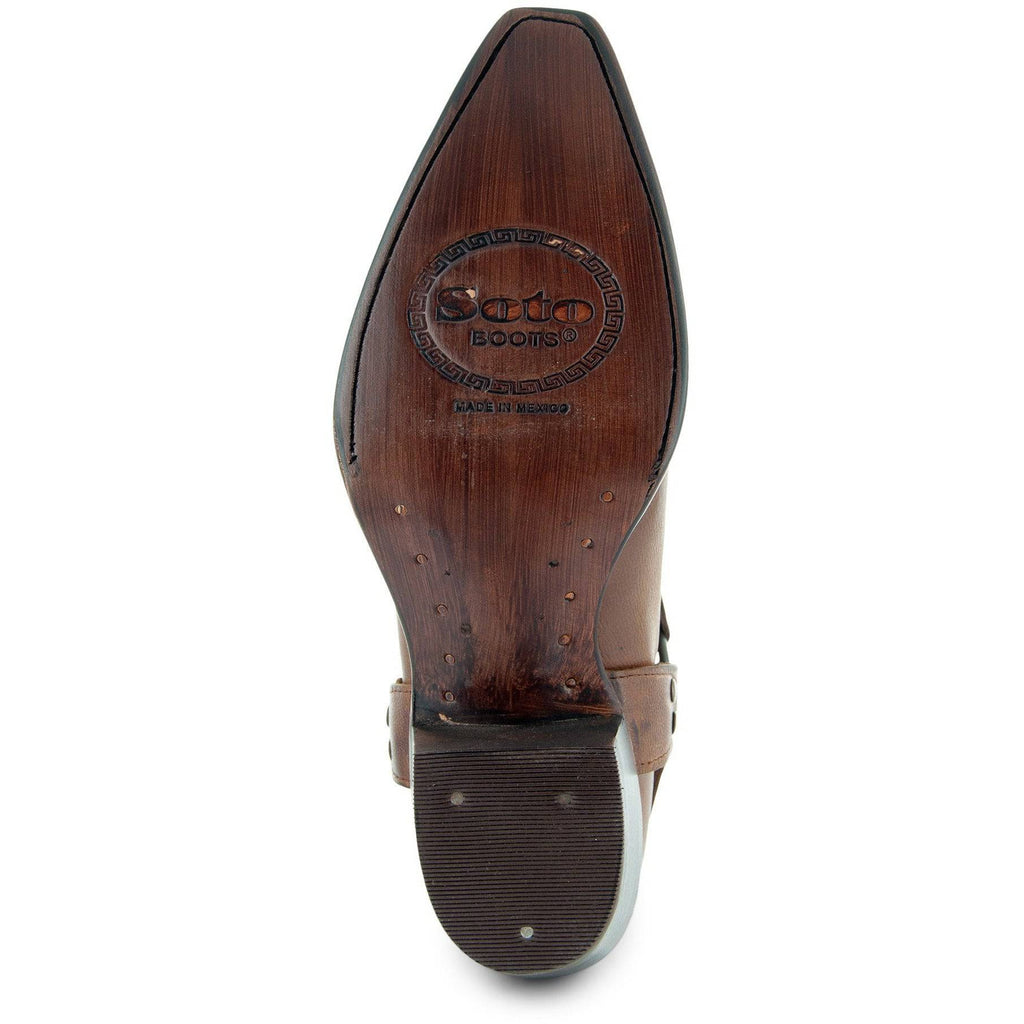 Women's Harness Boots | Brown Leather Harness Boots (M50039) - Paranoid Ranch