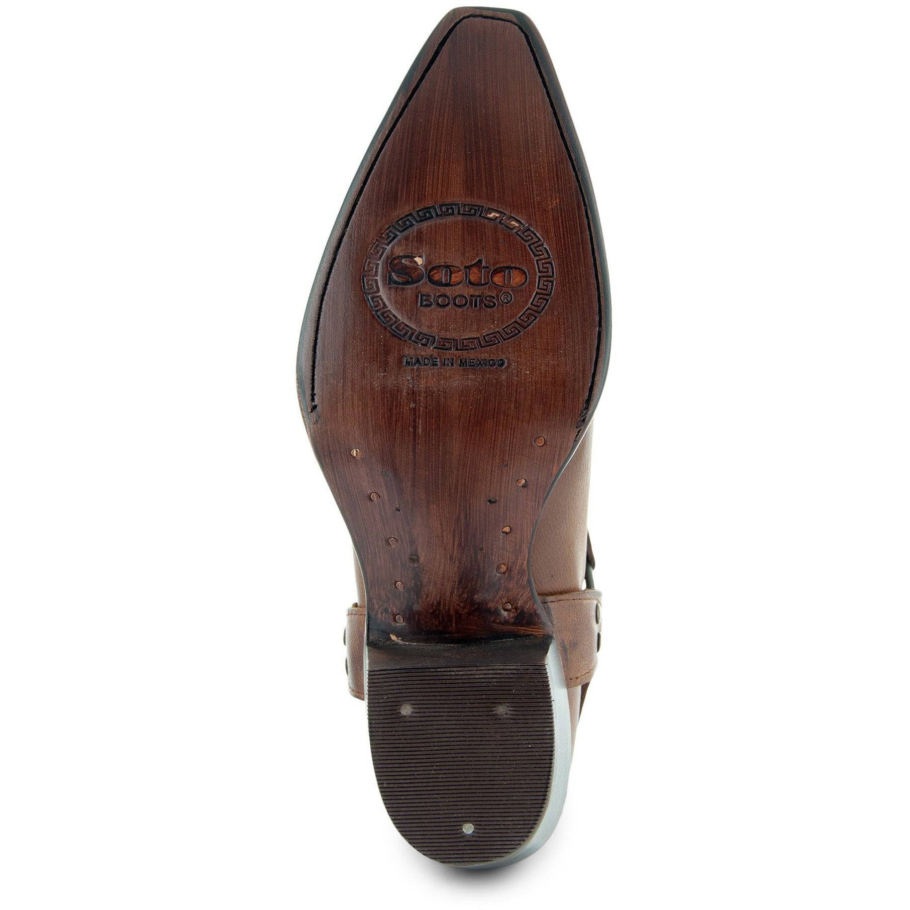 Women's Harness Boots | Brown Leather Harness Boots (M50039) - Paranoid Ranch