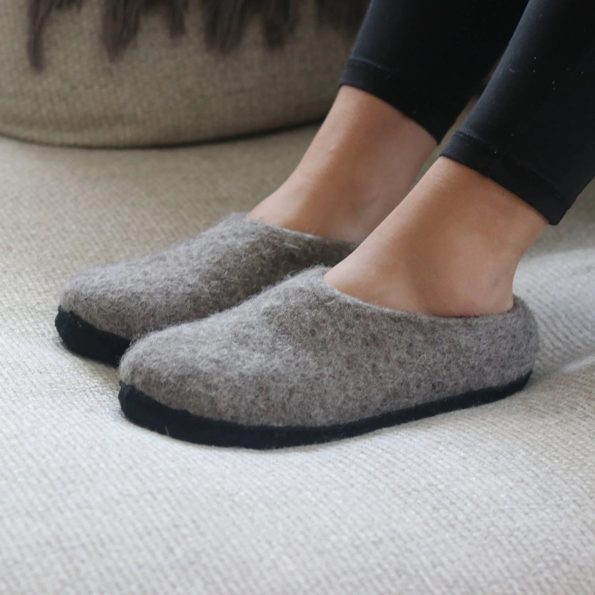 Womens Newport Noir Wool House Shoe - Paranoid Ranch